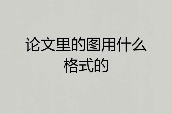 论文里的图用什么格式的