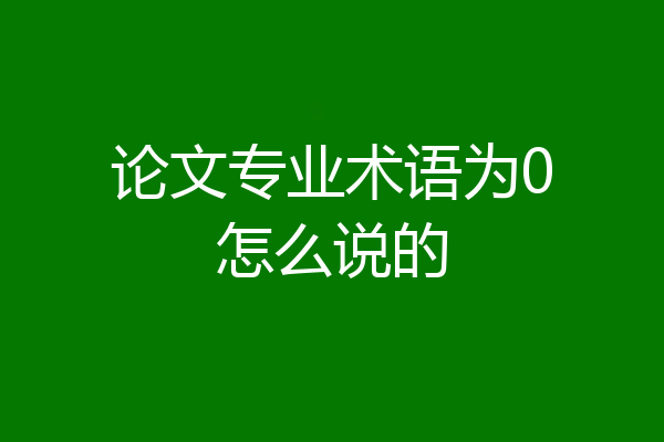 论文专业术语为0怎么说的