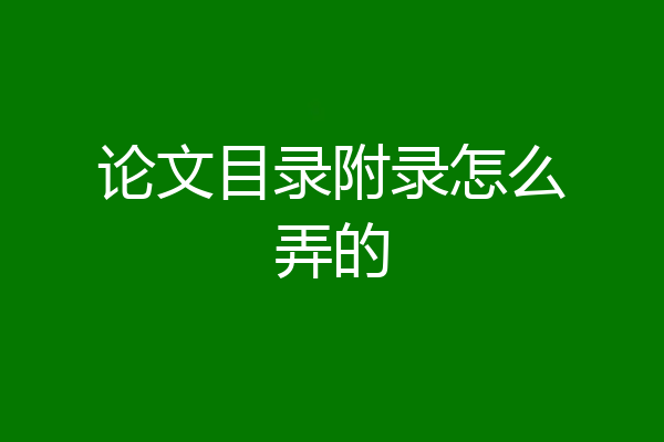 论文目录附录怎么弄的