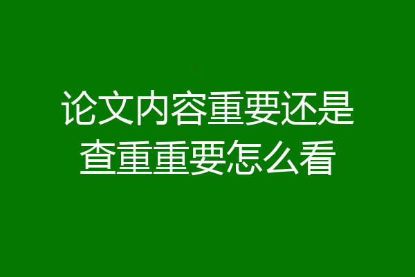 论文内容重要还是查重重要怎么看