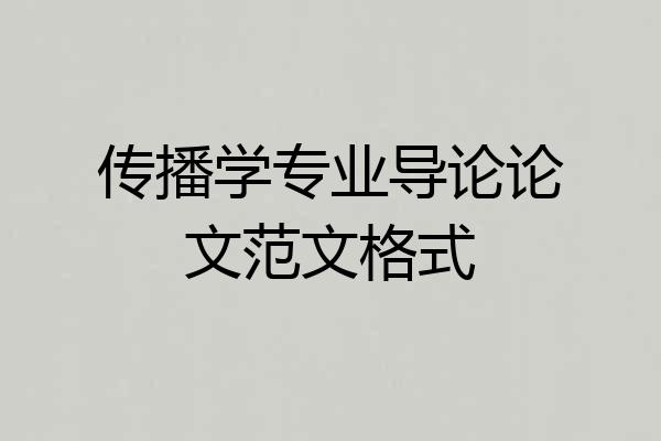 传播学专业导论论文范文格式
