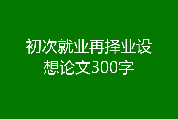 初次就业再择业设想论文300字
