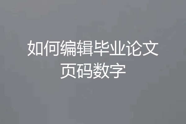 如何编辑毕业论文页码数字