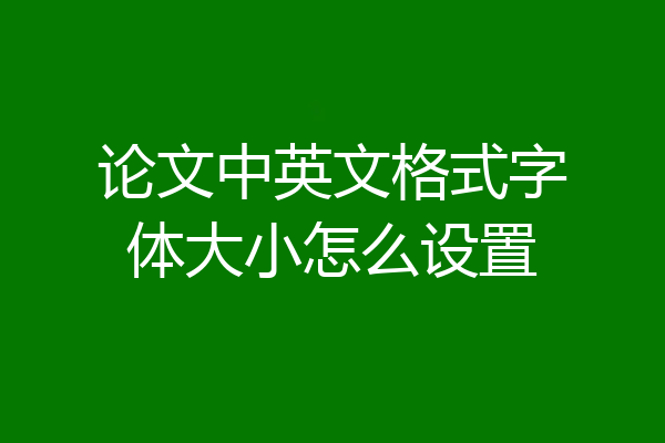 论文中英文格式字体大小怎么设置