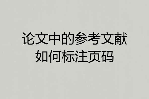 论文中的参考文献如何标注页码