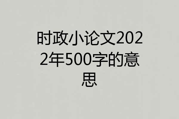 时政小论文2022年500字的意思
