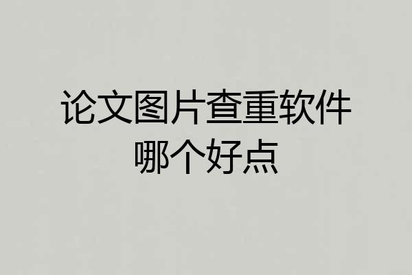 论文图片查重软件哪个好点