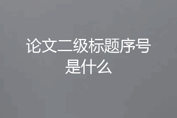 论文二级标题序号是什么