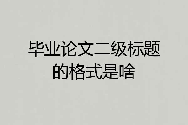 毕业论文二级标题的格式是啥