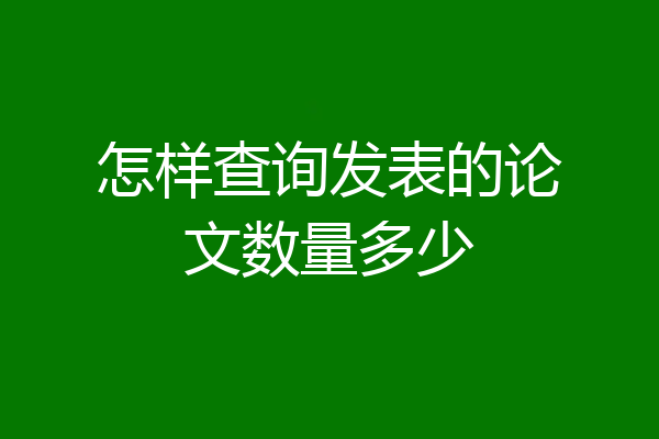 怎样查询发表的论文数量多少