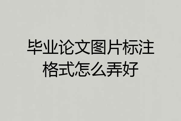 毕业论文图片标注格式怎么弄好
