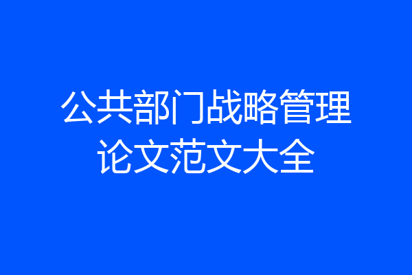 公共部门战略管理论文范文大全