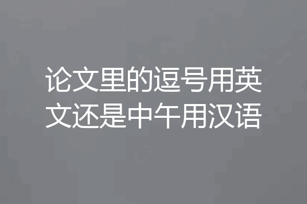 论文里的逗号用英文还是中午用汉语