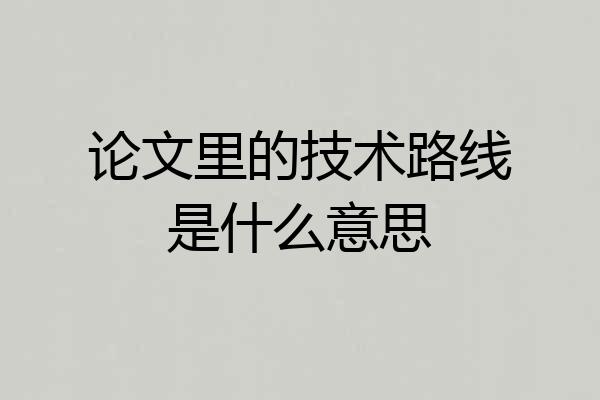 论文里的技术路线是什么意思