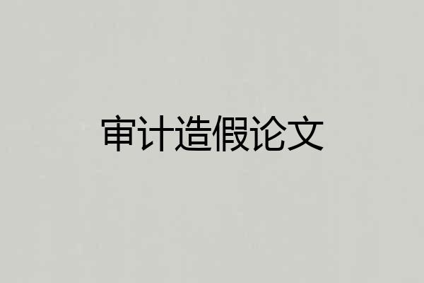审计造假论文