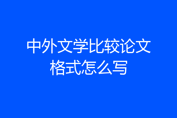 中外文学比较论文格式怎么写