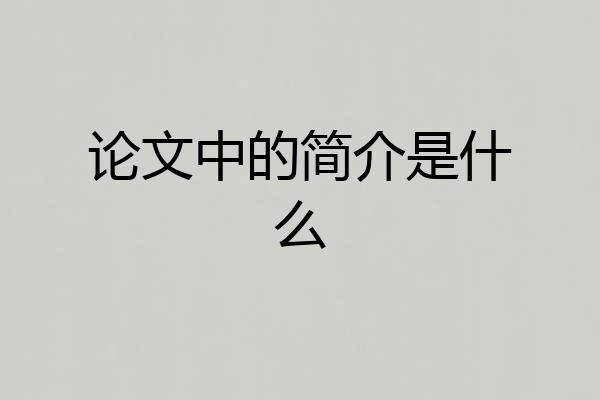 论文中的简介是什么
