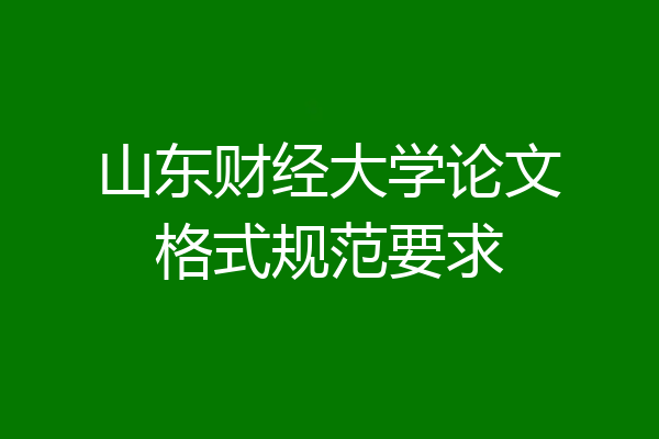 山东财经大学论文格式规范要求