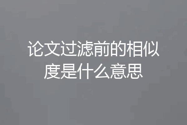 论文过滤前的相似度是什么意思