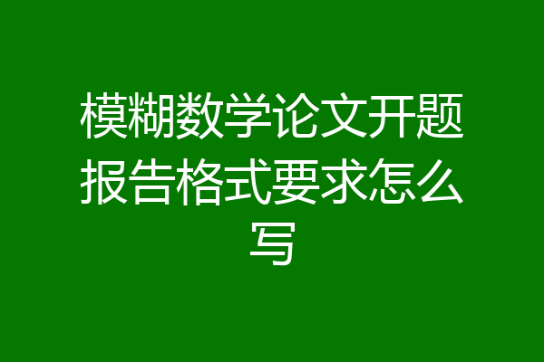 模糊数学论文开题报告格式要求怎么写