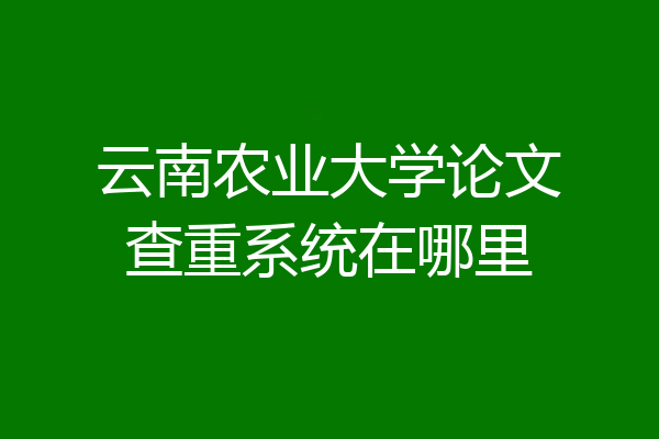云南农业大学论文查重系统在哪里