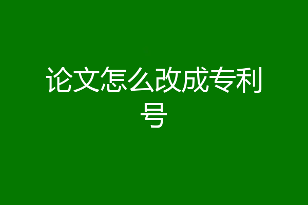 论文怎么改成专利号