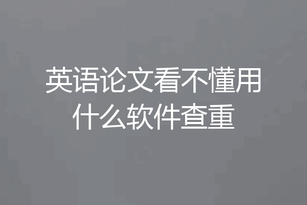 英语论文看不懂用什么软件查重