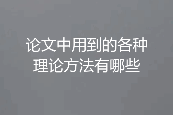 论文中用到的各种理论方法有哪些