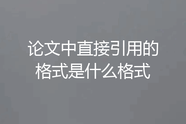 论文中直接引用的格式是什么格式