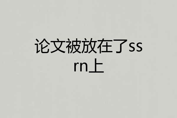 论文被放在了ssrn上