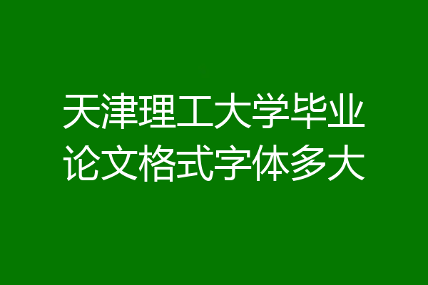 天津理工大学毕业论文格式字体多大