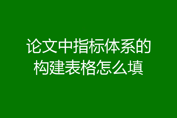 论文中指标体系的构建表格怎么填
