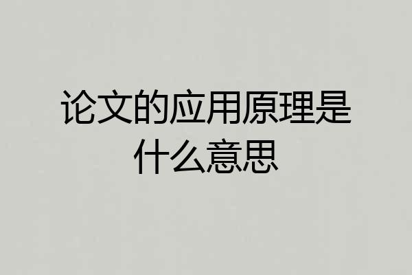 论文的应用原理是什么意思