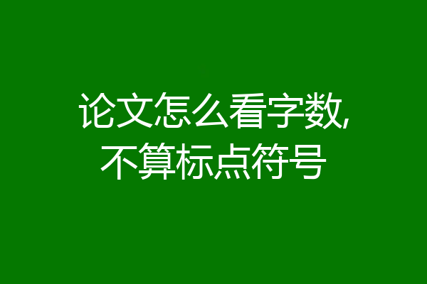 论文怎么看字数,不算标点符号