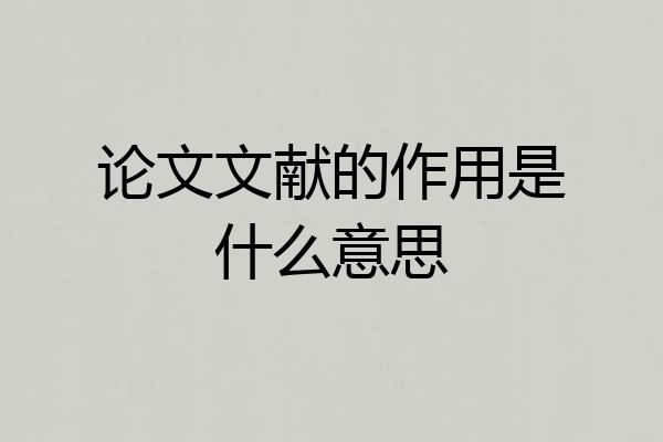 论文文献的作用是什么意思