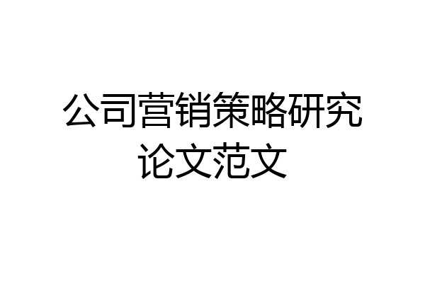 公司营销策略研究论文范文