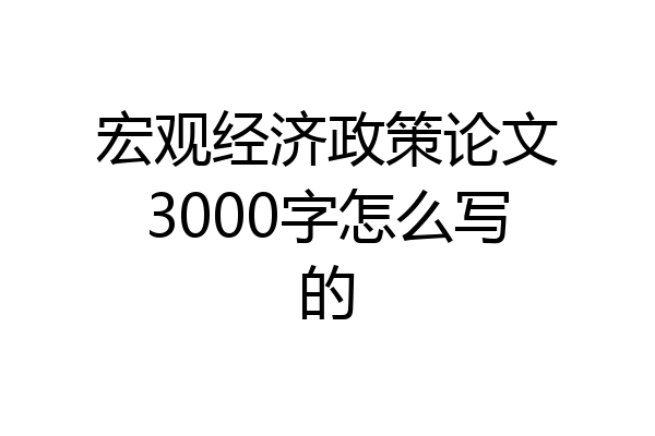 宏观经济政策论文3000字怎么写的