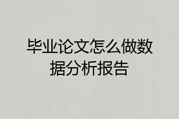毕业论文怎么做数据分析报告