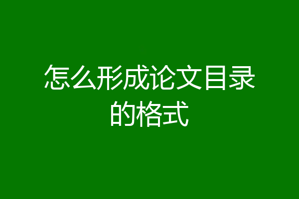怎么形成论文目录的格式