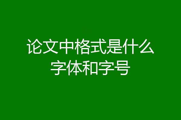 论文中格式是什么字体和字号