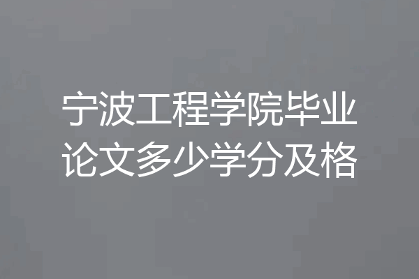 宁波工程学院毕业论文多少学分及格