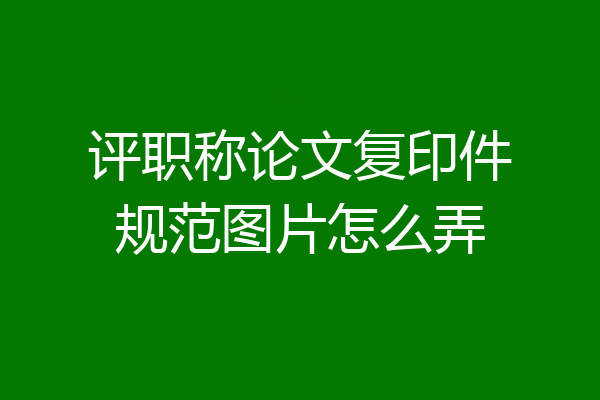 评职称论文复印件规范图片怎么弄