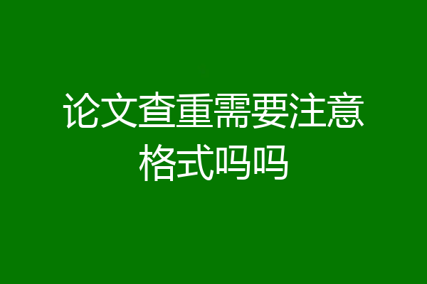 论文查重需要注意格式吗吗