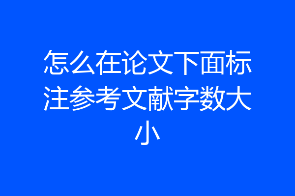 怎么在论文下面标注参考文献字数大小