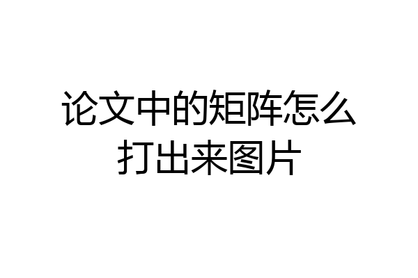 论文中的矩阵怎么打出来图片