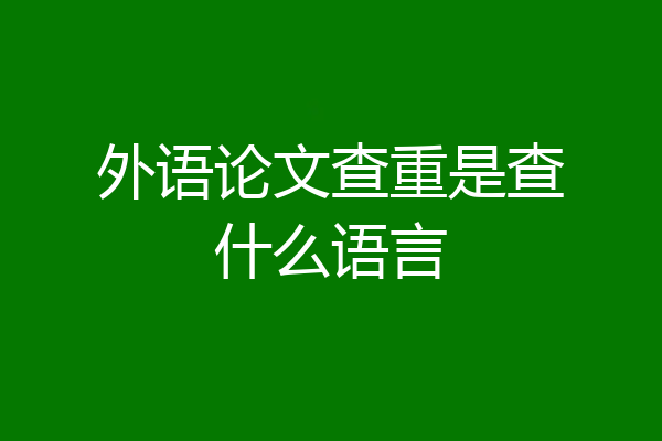 外语论文查重是查什么语言