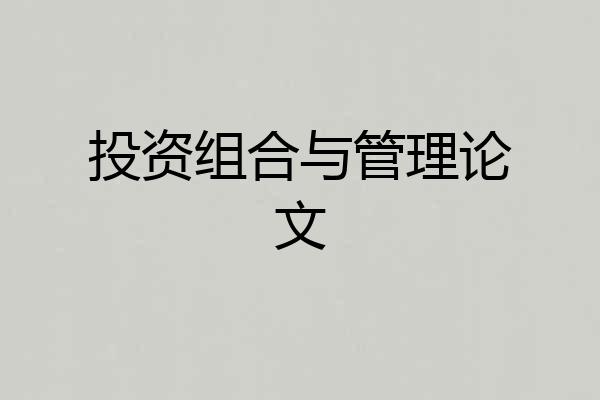 投资组合与管理论文