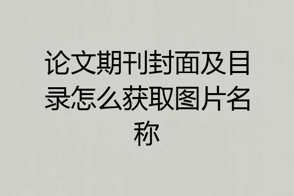 论文期刊封面及目录怎么获取图片名称