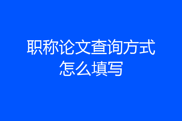 职称论文查询方式怎么填写
