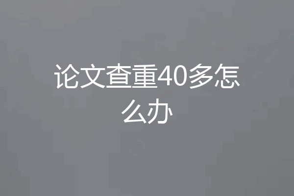 论文查重40多怎么办